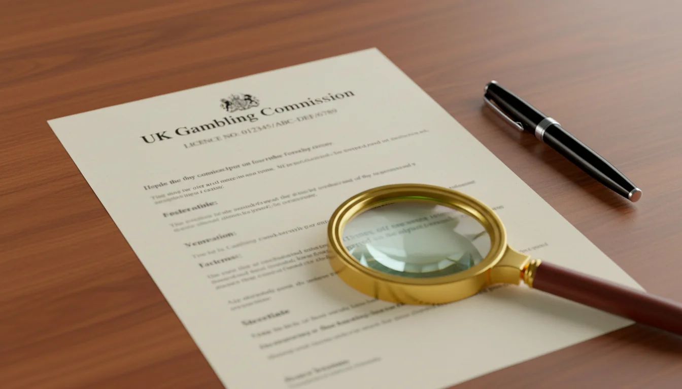 UK Gambling Commission logo visible on a betting operator licence document